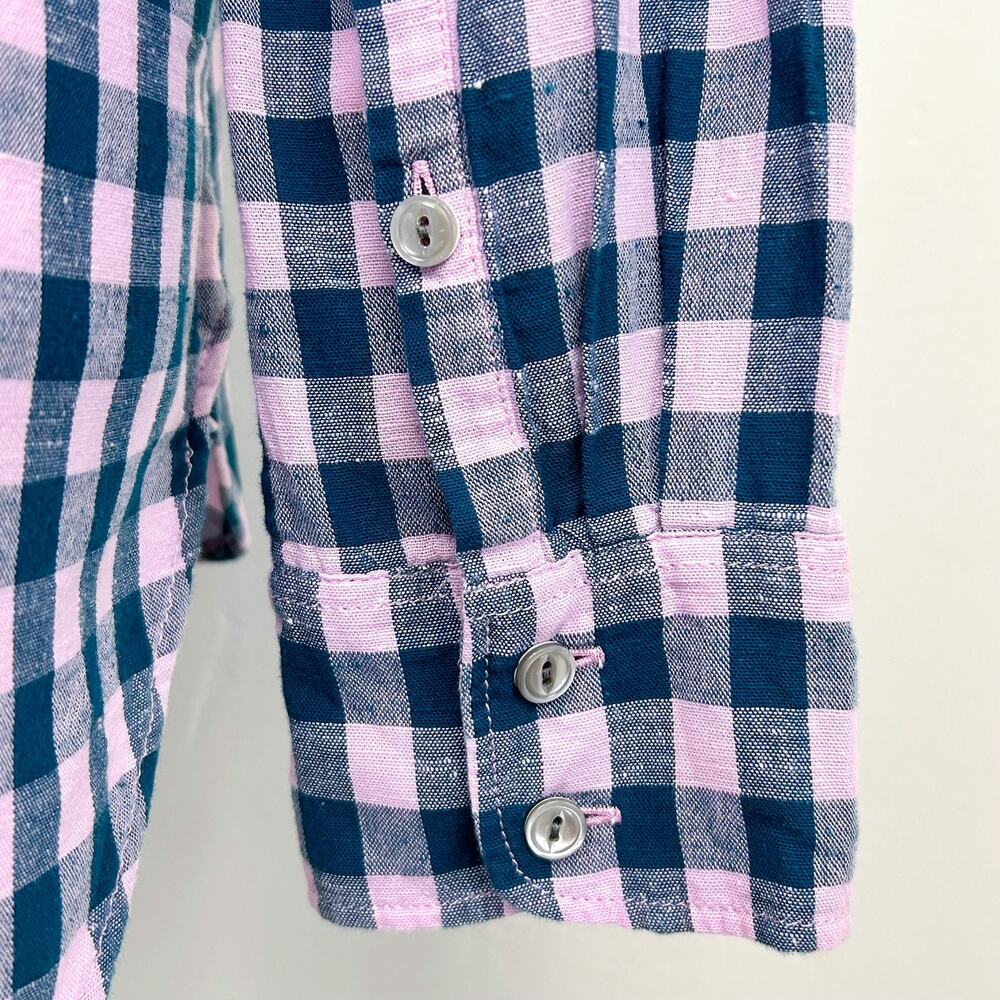 J. Crew Blue Lilac Gingham Check Woven 100% Cotton Popover Collared Shirt SIZE 4 - Picture 4 of 10